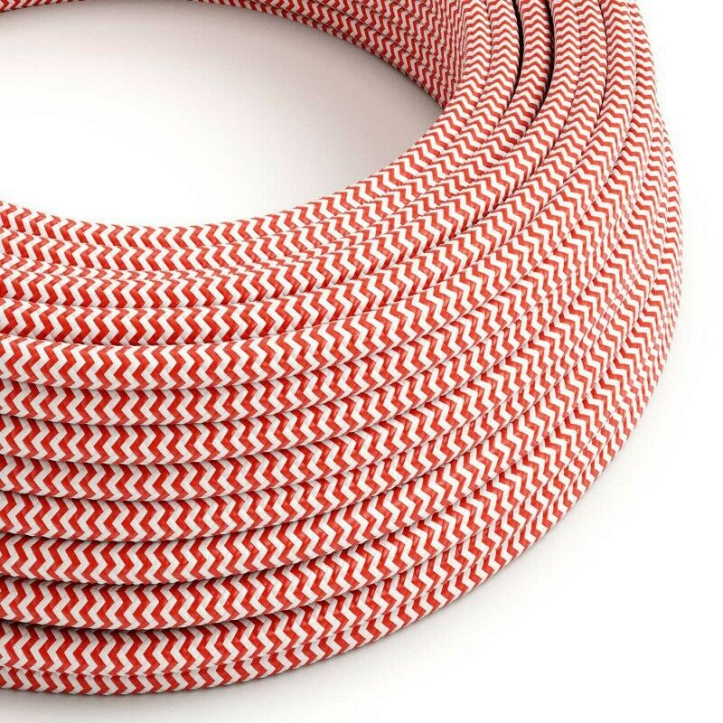 2 Core Round Red & White Vintage Italian Braided Fabric Cable Flex 0.75mm UK - Shop for LED lights - Transformers - Lampshades - Holders | LEDSone UK