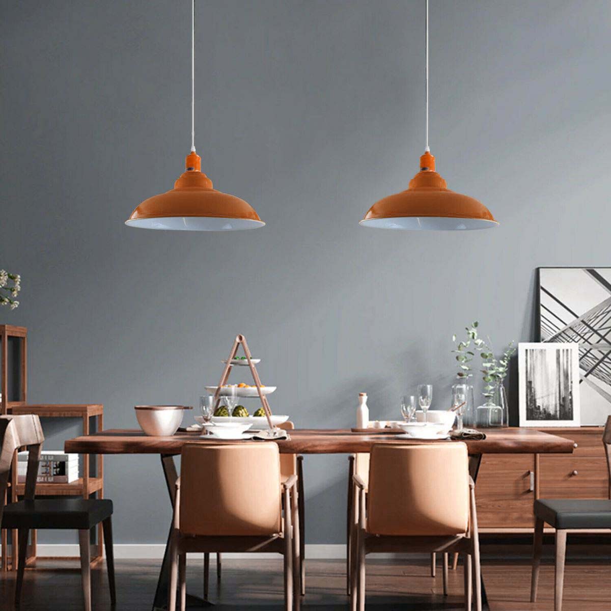 Orange colour Modern Vintage Industrial Retro Loft Metal Ceiling Lamp Shade Pendant Light~1643 - LEDSone UK Ltd