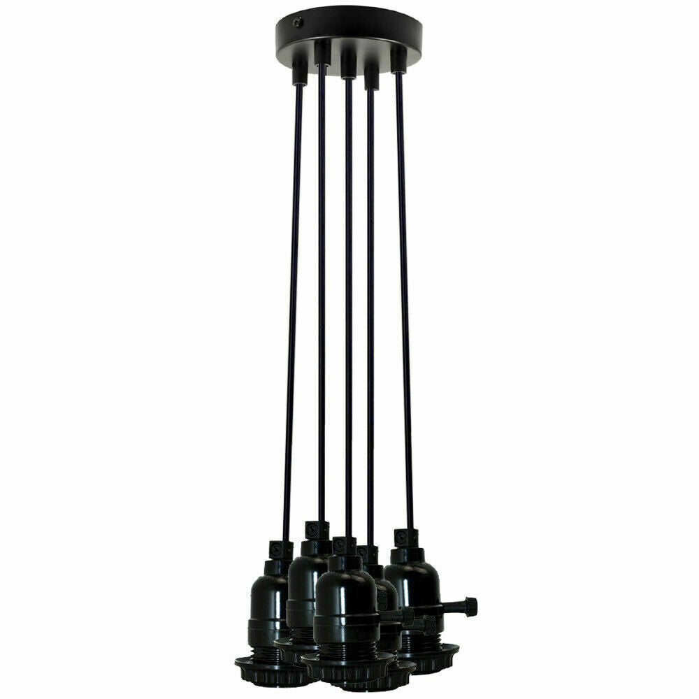 Multi Way Black Modern Ceiling Pendant Fitting LED Light Bulbs Lampshade UK~2257 - LEDSone UK Ltd