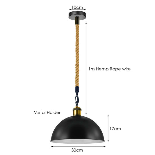 Dome Shape Metal Ceiling Pendant Light Modern Hemp Hanging Retro Lamps~1656 - LEDSone UK Ltd