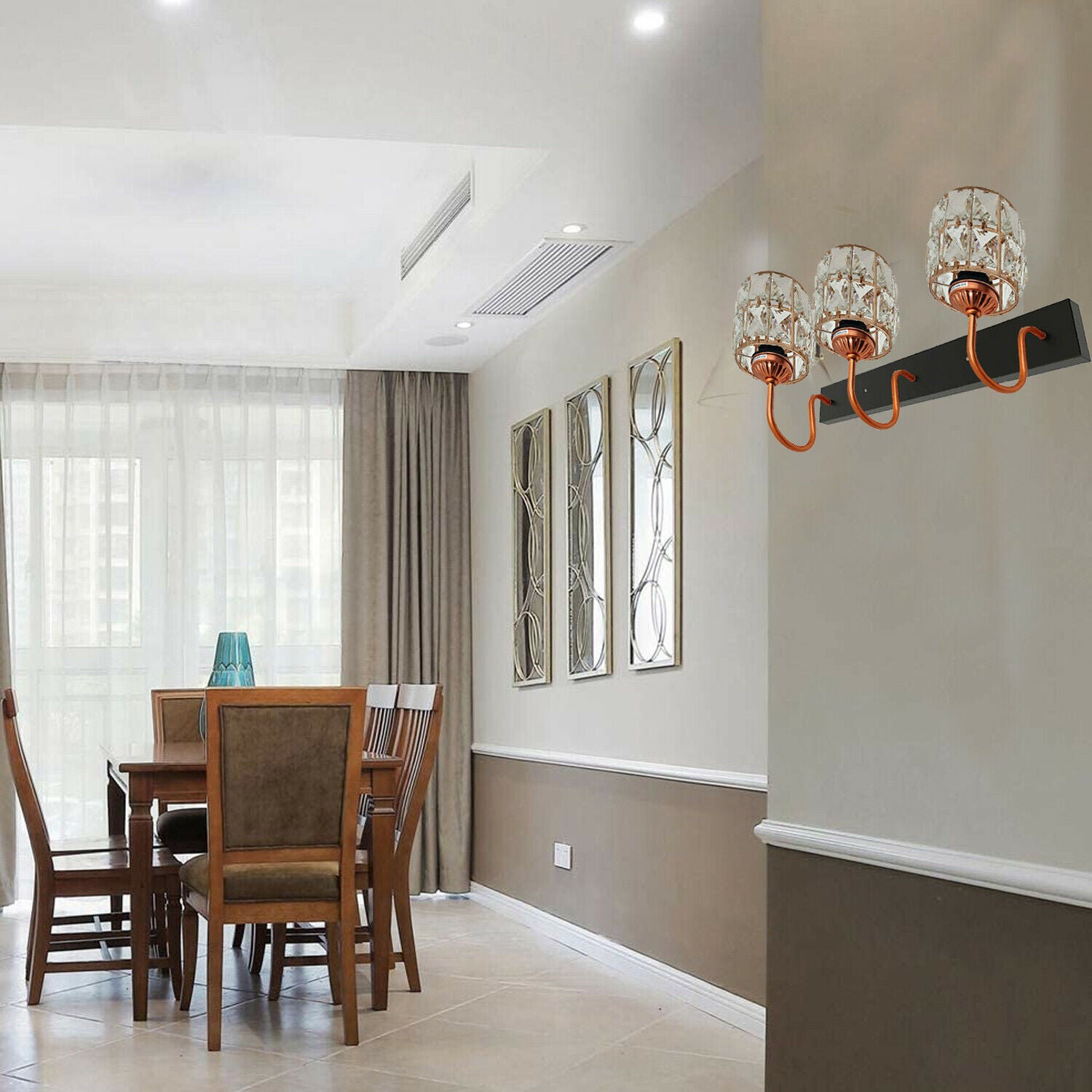 Modern Crystal 3 Head Wall Lights Wall Pendant Light Fitting Living Room Lighting~2072 - LEDSone UK Ltd