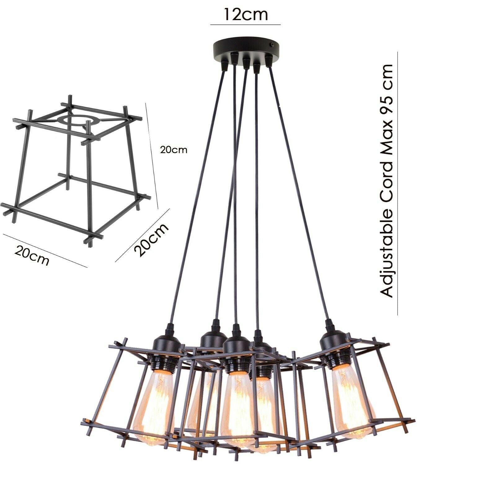 Vintage Industrial Retro Ceiling Light Cage Loft Chandelier Pendant Light Lamp~2143 - LEDSone UK Ltd