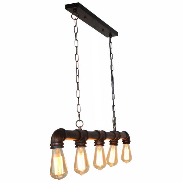 Industriële vintage waterpijp steampunk plafondlampen ~2368 – Rustiek Rood / Ja