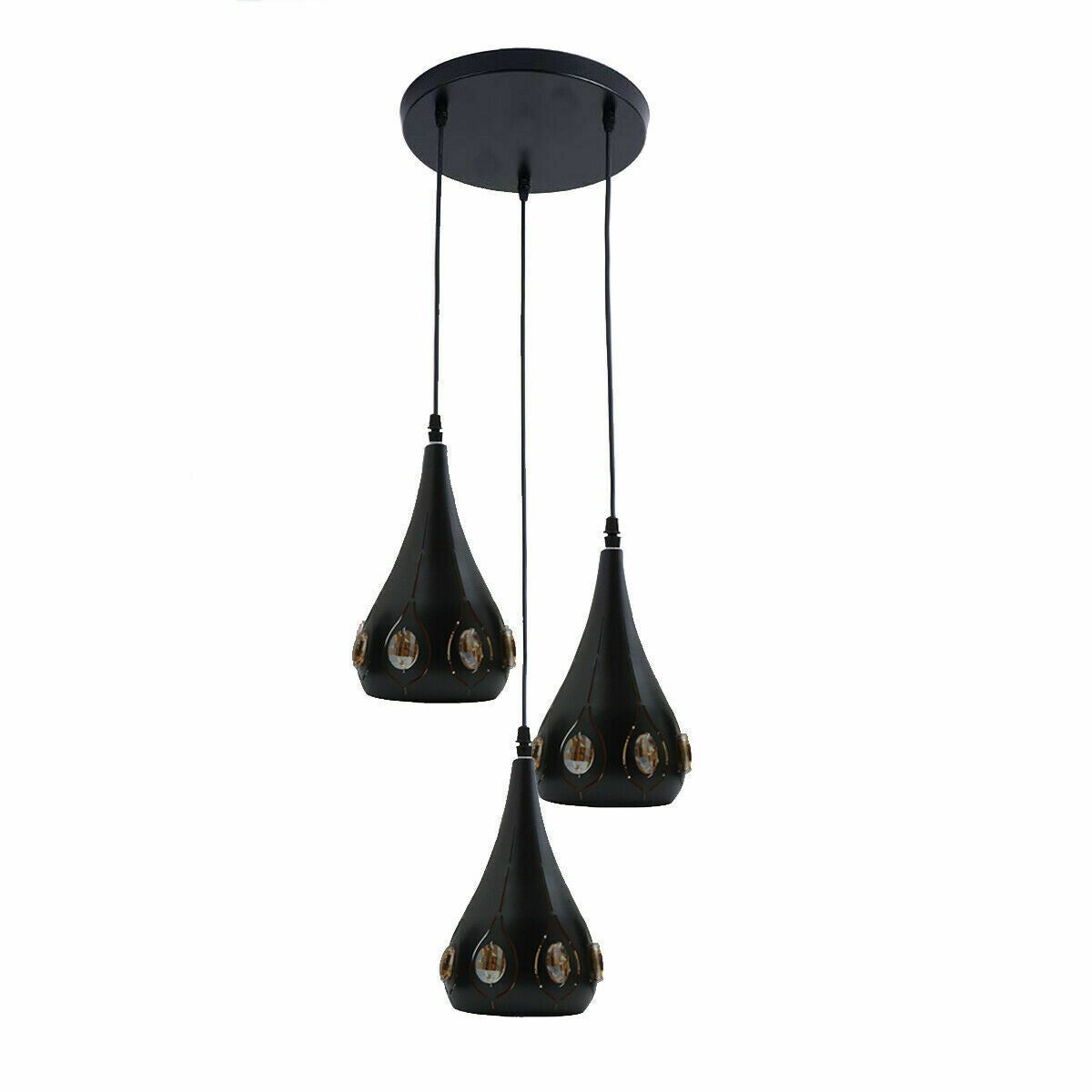 Vintage Industrial Ceiling Pendant Light Retro Loft Style Metal + Crystal Lamp~2167 - LEDSone UK Ltd