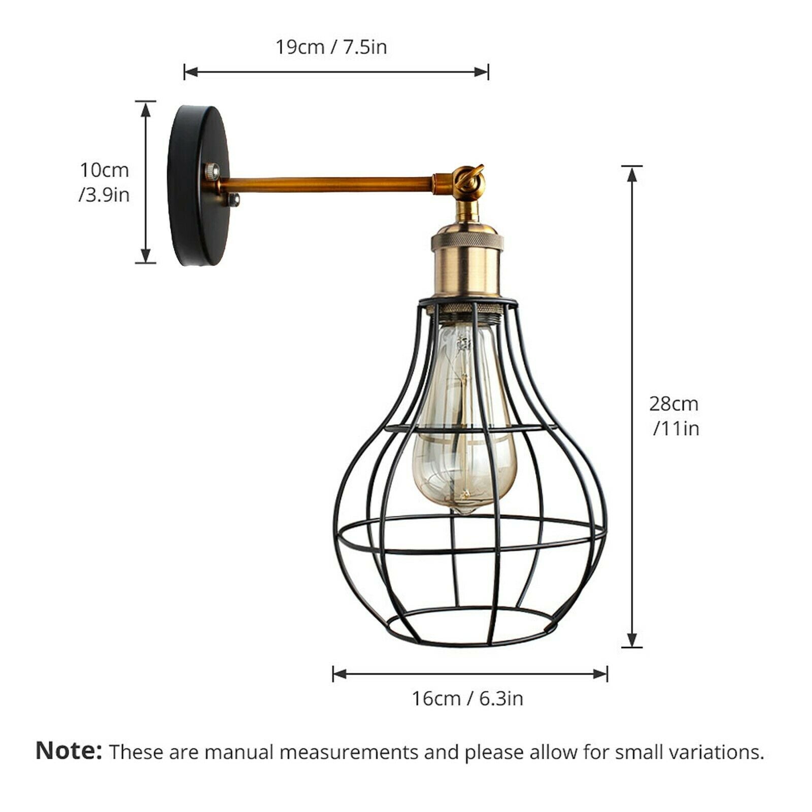 Vintage Industrial Wall Light with FREE Bulb Antique Retro Cage Adjastable Wall Sconce Lamp~2270 - LEDSone UK Ltd
