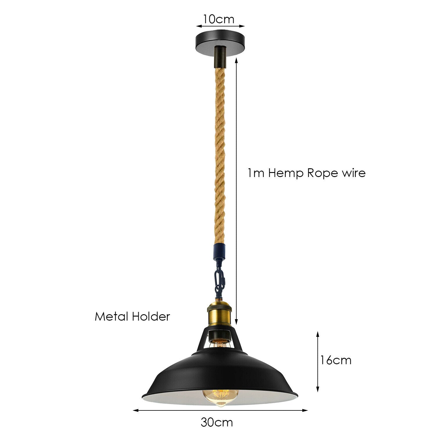 Slotted Shape Metal Ceiling Pendant Light Modern Hemp Hanging Retro Lamps~1653 - LEDSone UK Ltd