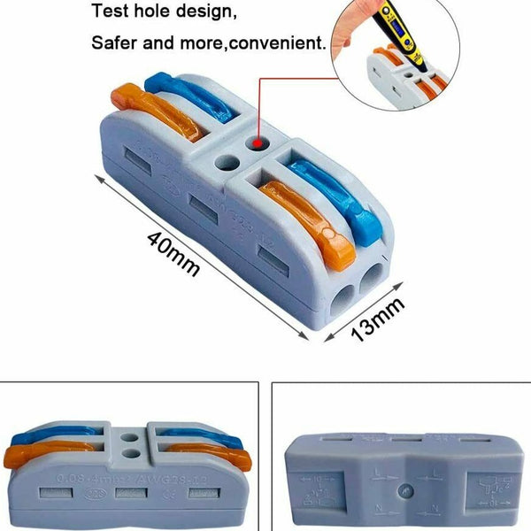 2/3 Way Electrical Connectors Wire Block Clamp Clips Fast Cable ...