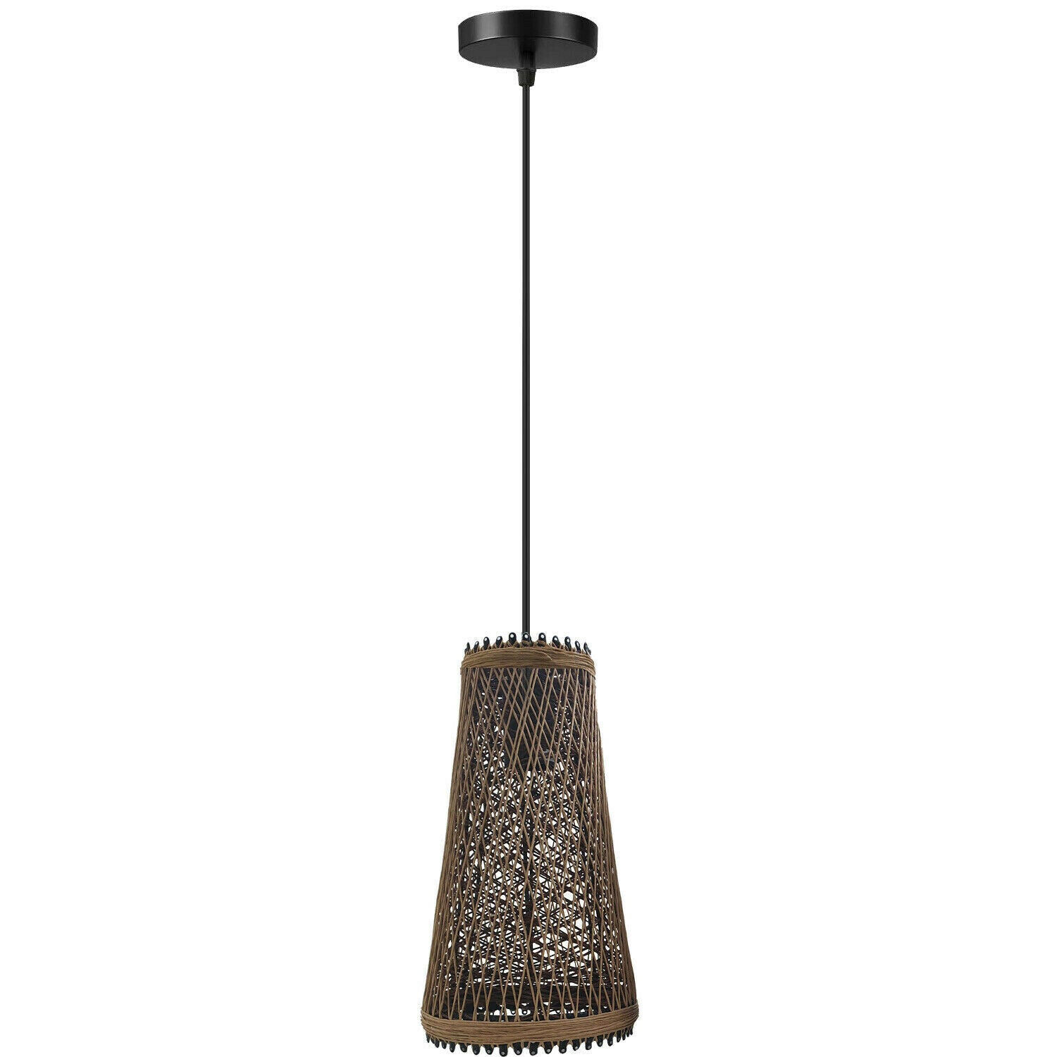 NEW Modern Rattan Wicker Style Pendant Light Fixture Basket Hanging Light Shade 2024