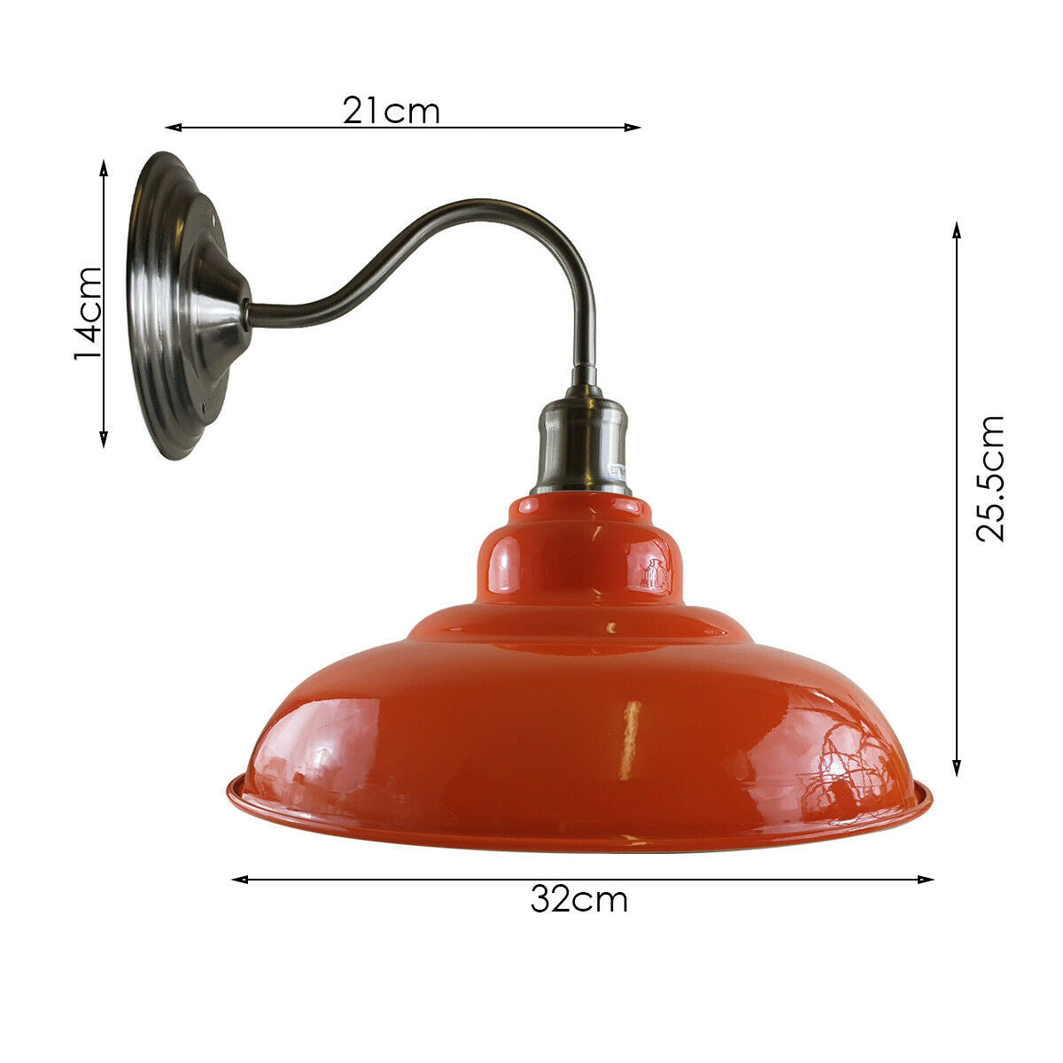Orange colour Modern Industrial Indoor Wall Light Fitting Painted Metal Lounge Lamp~1658 - LEDSone UK Ltd
