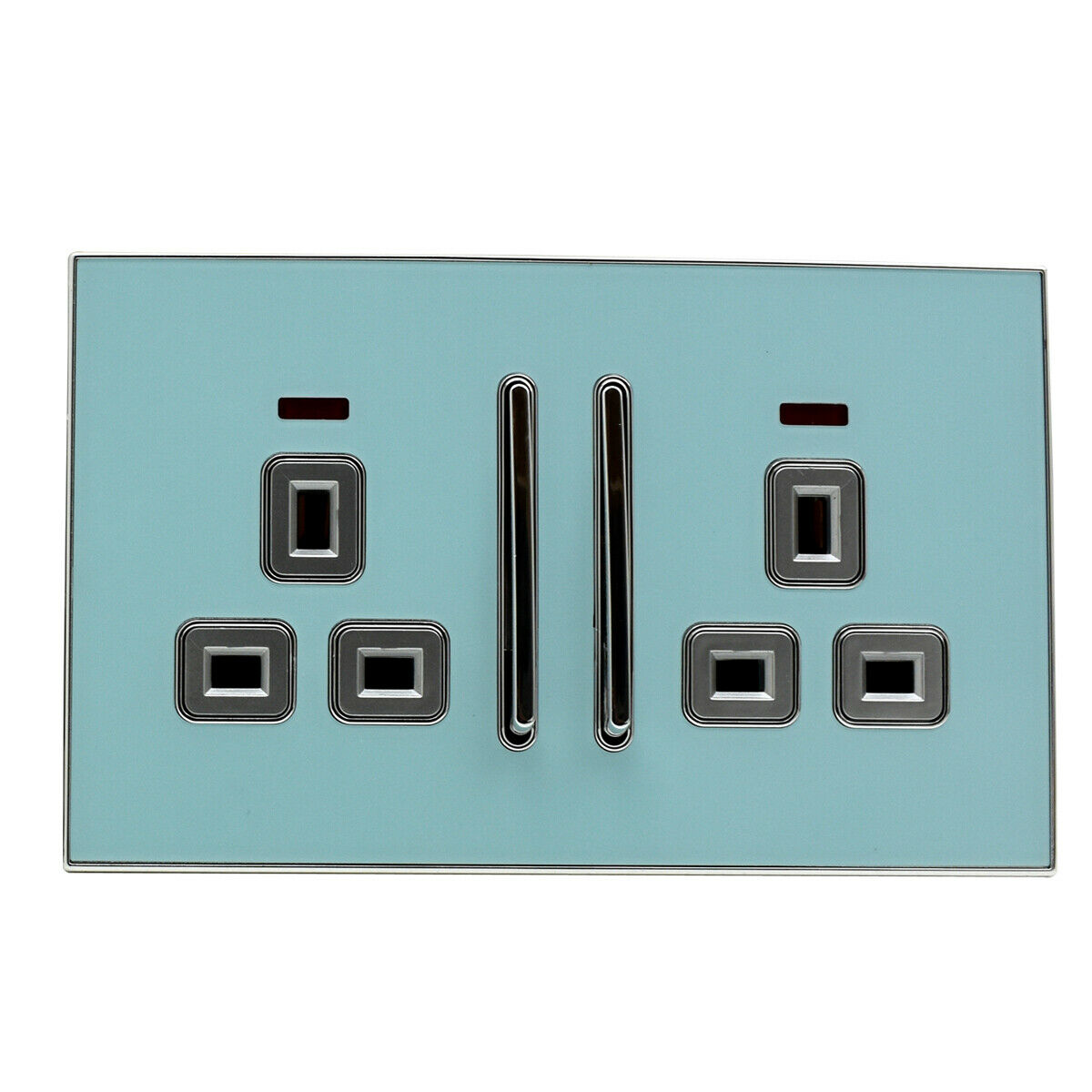 Decorative Blue Glossy Main Plug Sockets Full Range Satin Gold Inserts UK~2307 - LEDSone UK Ltd