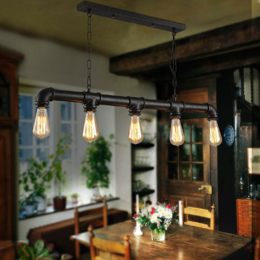 Industrial Vintage Water Pipe Pendant Lights Ceiling Steampunk-Application Image 3