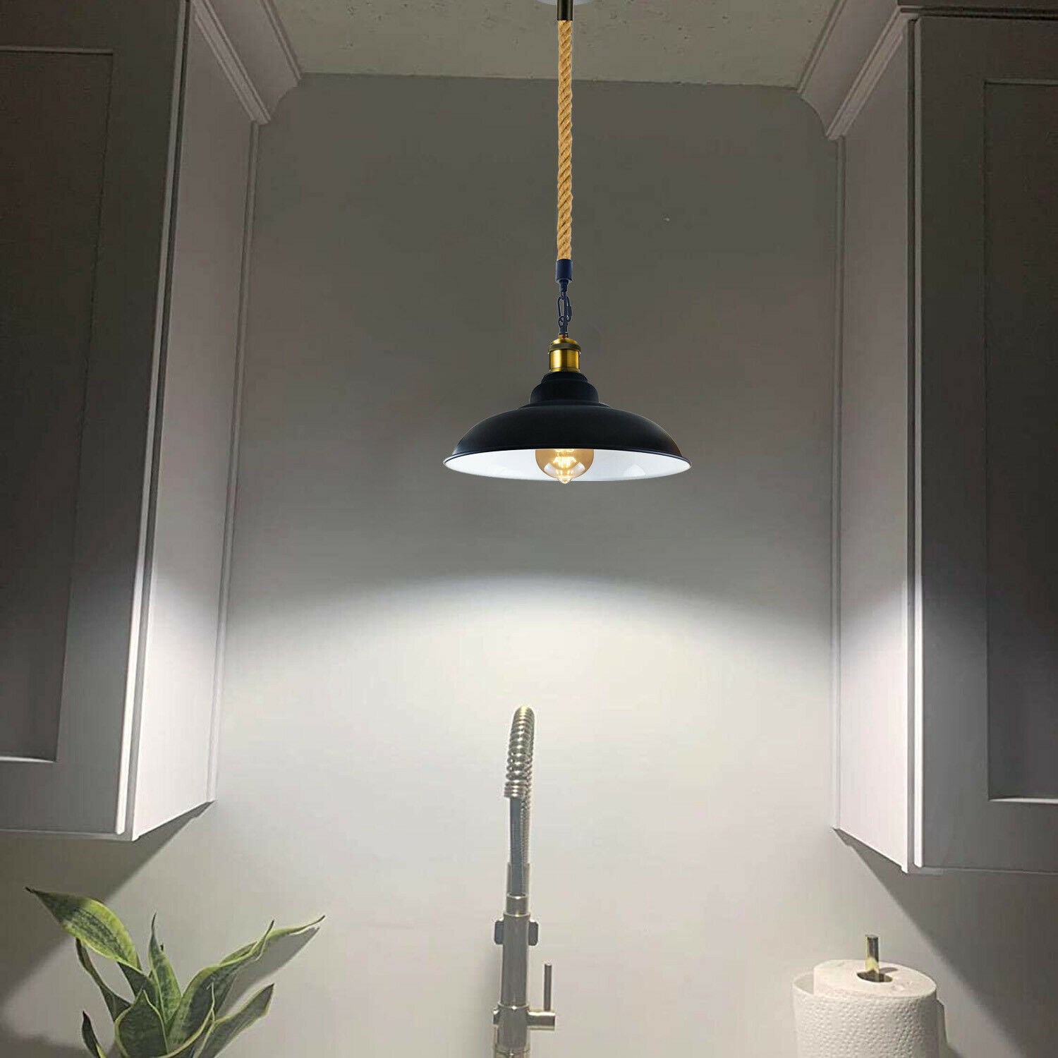 Bowl Shape Metal Ceiling Pendant Light Modern Hemp Hanging Retro Lamps~1654 - LEDSone UK Ltd