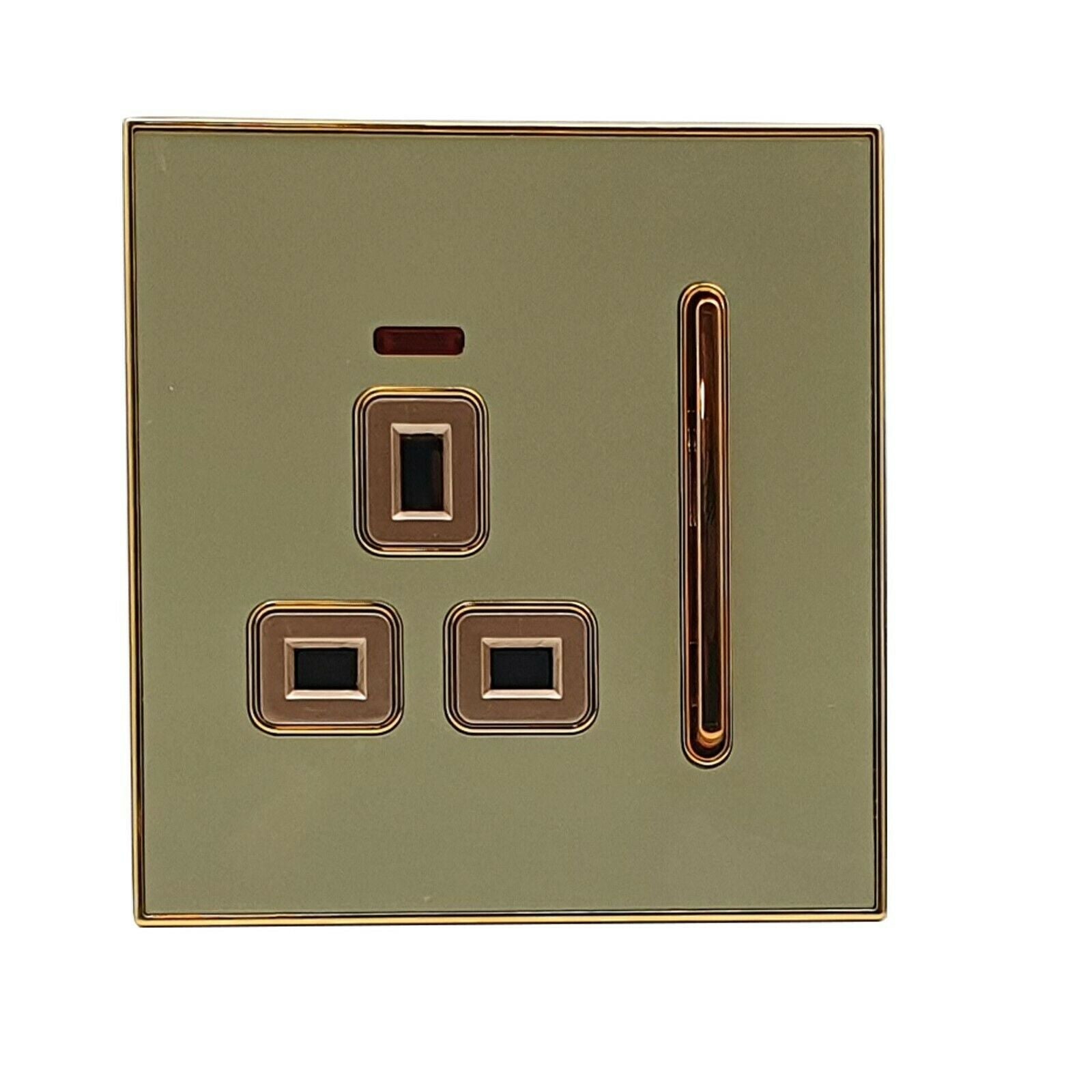 Decorative Gold Glossy Main Plug Sockets Full Range Satin Gold Inserts UK~2310 - LEDSone UK Ltd