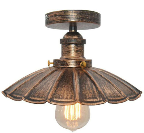 Zwarte plafondlamp met plafondbevestiging~2225 – Geborsteld koper / Ja