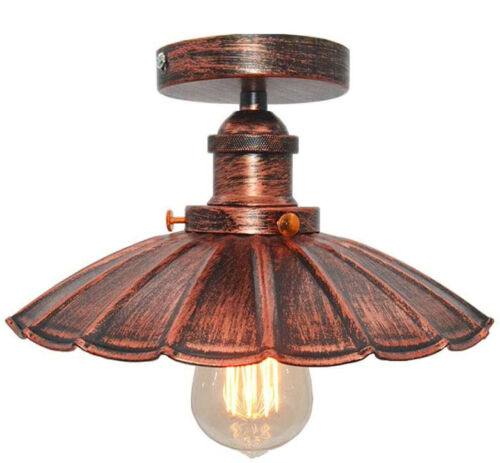 Zwarte plafondlamp met plafondbevestiging~2225 – Rustiek Rood / Ja