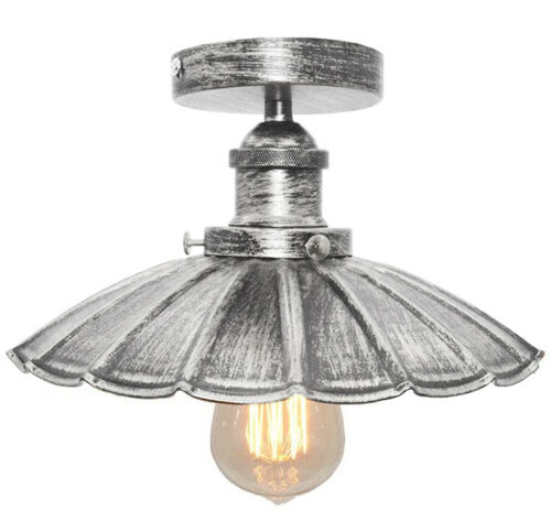 Zwarte plafondlamp met plafondbevestiging~2225 – Geborsteld zilver / Ja