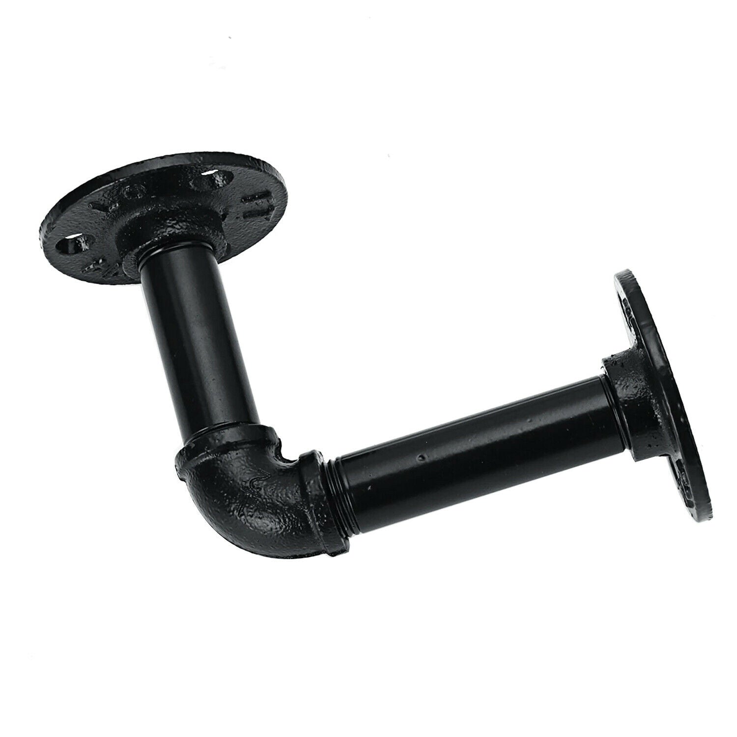 Black Pipe Shelf Brackets Industrial Iron Rustic Wall Floating Shelves Supports~3584 - LEDSone UK Ltd