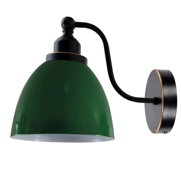 Swan Neck Wall Light Metal Shade Vintage Industrial E27 Fitting ~3918 – Green / Yes