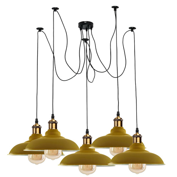 Industrial Spider Adjustable Multi Arm Pendant Light 5-Light E27~3399 – Yellow / No