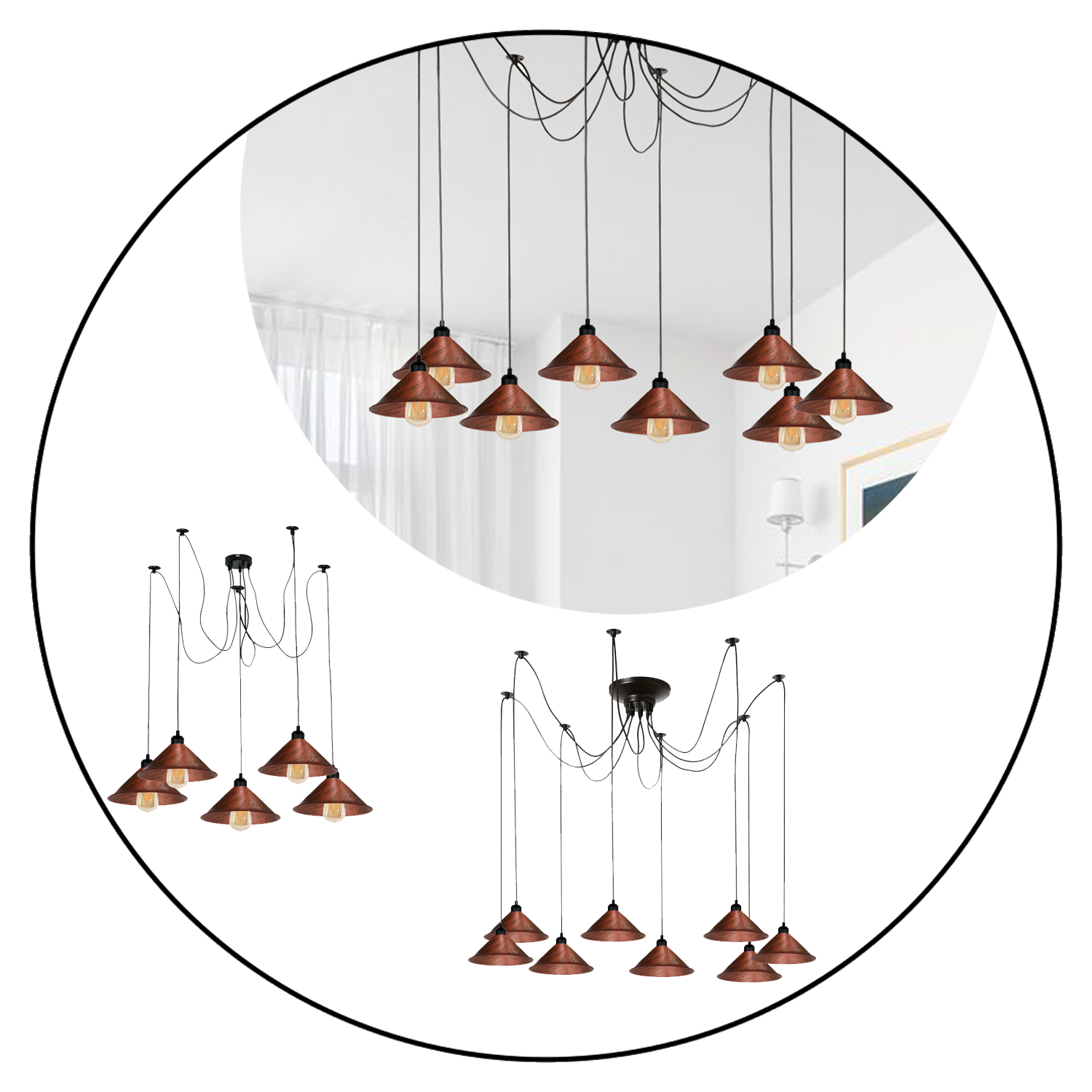 Modern Industrial Rustic Red Spider Ceiling Pendant Light Metal Cone Shade Indoor Hanging Light~3397 - LEDSone UK Ltd