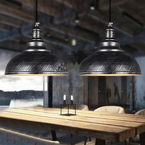 Brushed Silver Ceiling Pendant Retro Lamp Industrial Loft Chandelier~3158