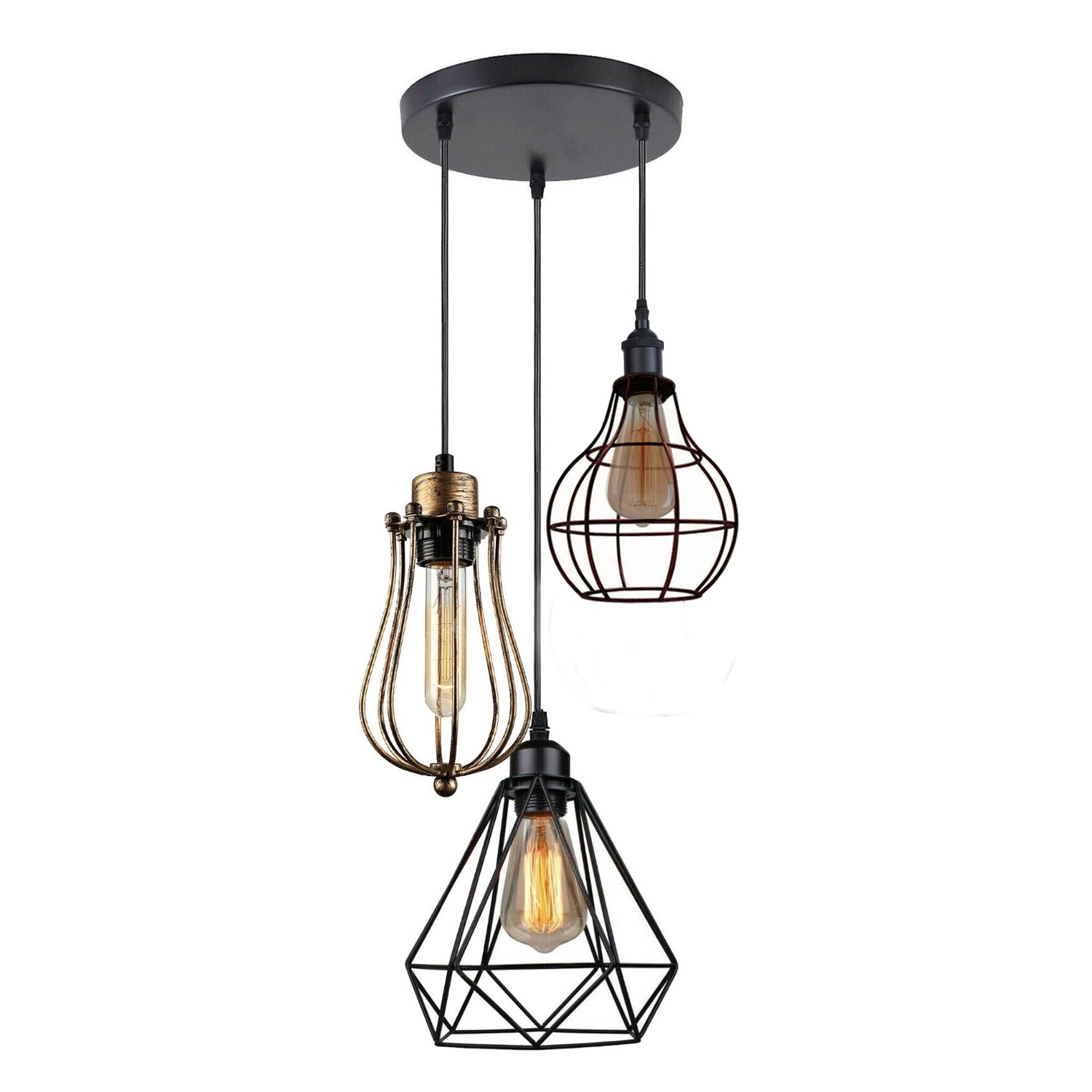 3 Light Cage Ceiling Hanging Pendant Lamp