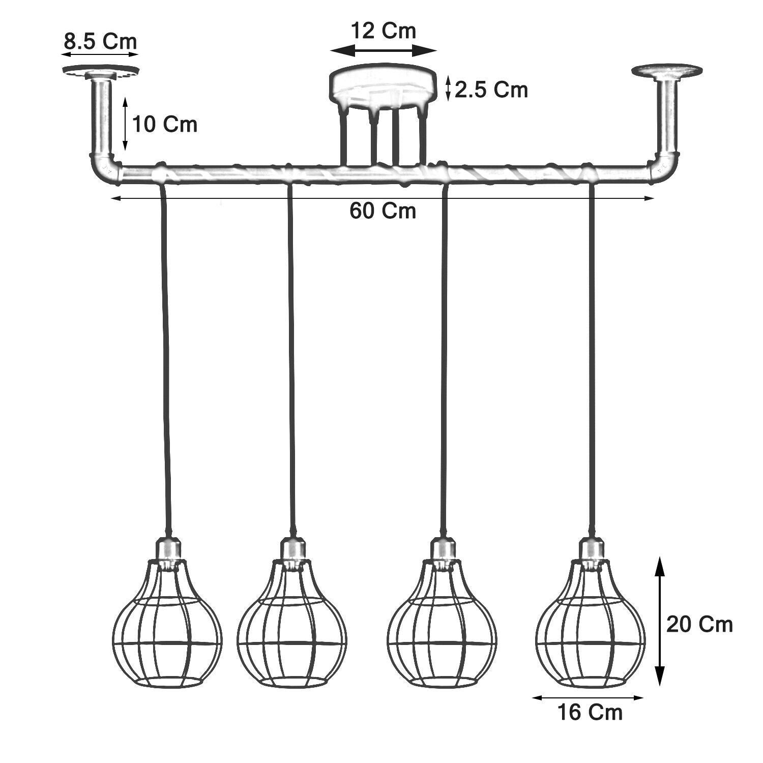 LEDSone Industrial Vintage 4  Head Ceiling Lights Metal Pipe Retro Loft Pendant Lamps~3558 - LEDSone UK Ltd