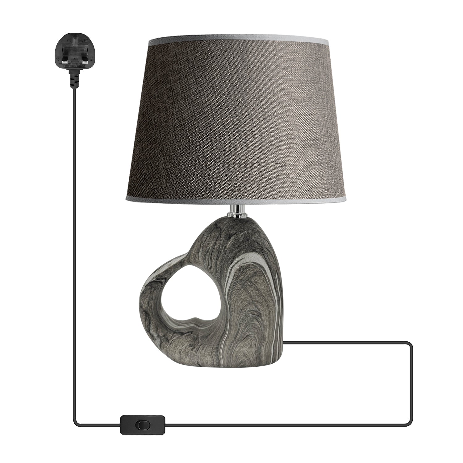 Gray colour Lampshade plug in table lamp