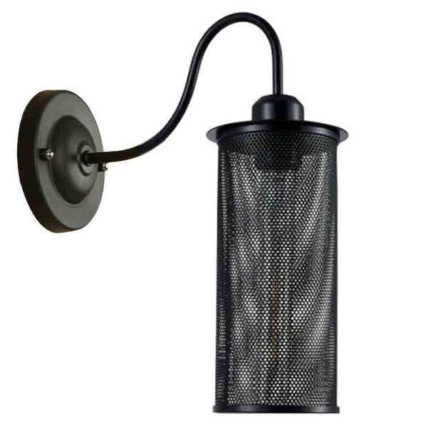 Industrial Cage Wall Light Vintage E27 Matt Black~2900 – Tube Shape