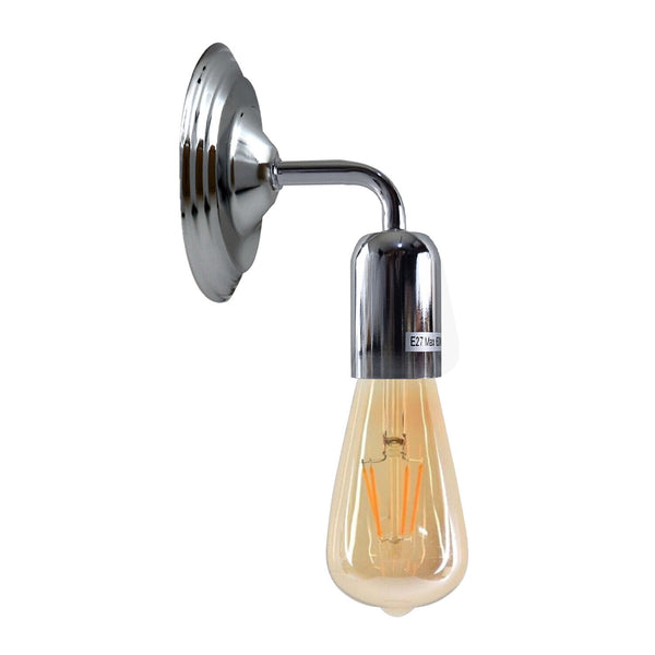 Industrial Wall Light Vintage Metal E27 Wall Sconce for Living Room, Kitchen ~3792 – Chrome / Yes