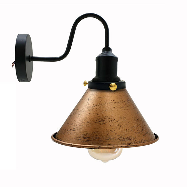 Wall Sconces Indoor E27 Swan Neck Vintage Industrial ~3388 – Brushed Copper / Yes