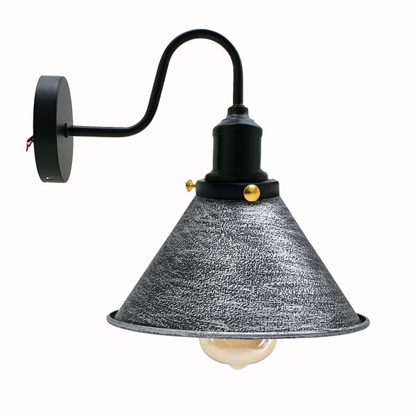 Wall Sconces Indoor E27 Swan Neck Vintage Industrial ~3388 – Brushed Silver / Yes