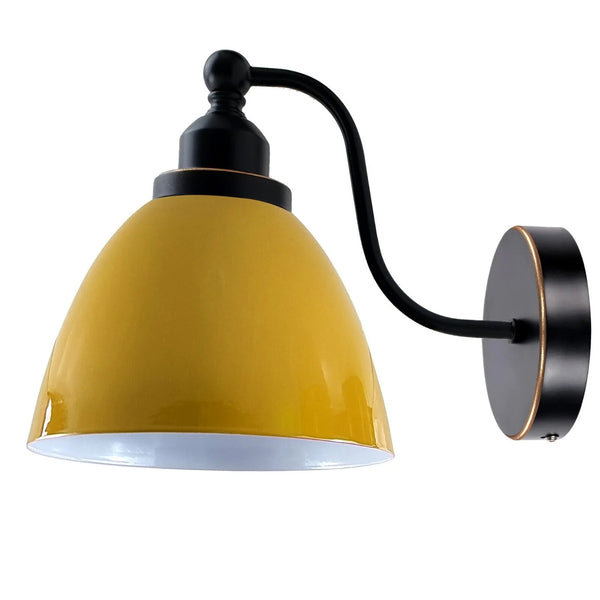 Swan Neck Wall Light Metal Shade Vintage Industrial E27 Fitting ~3918 – Yellow / Yes