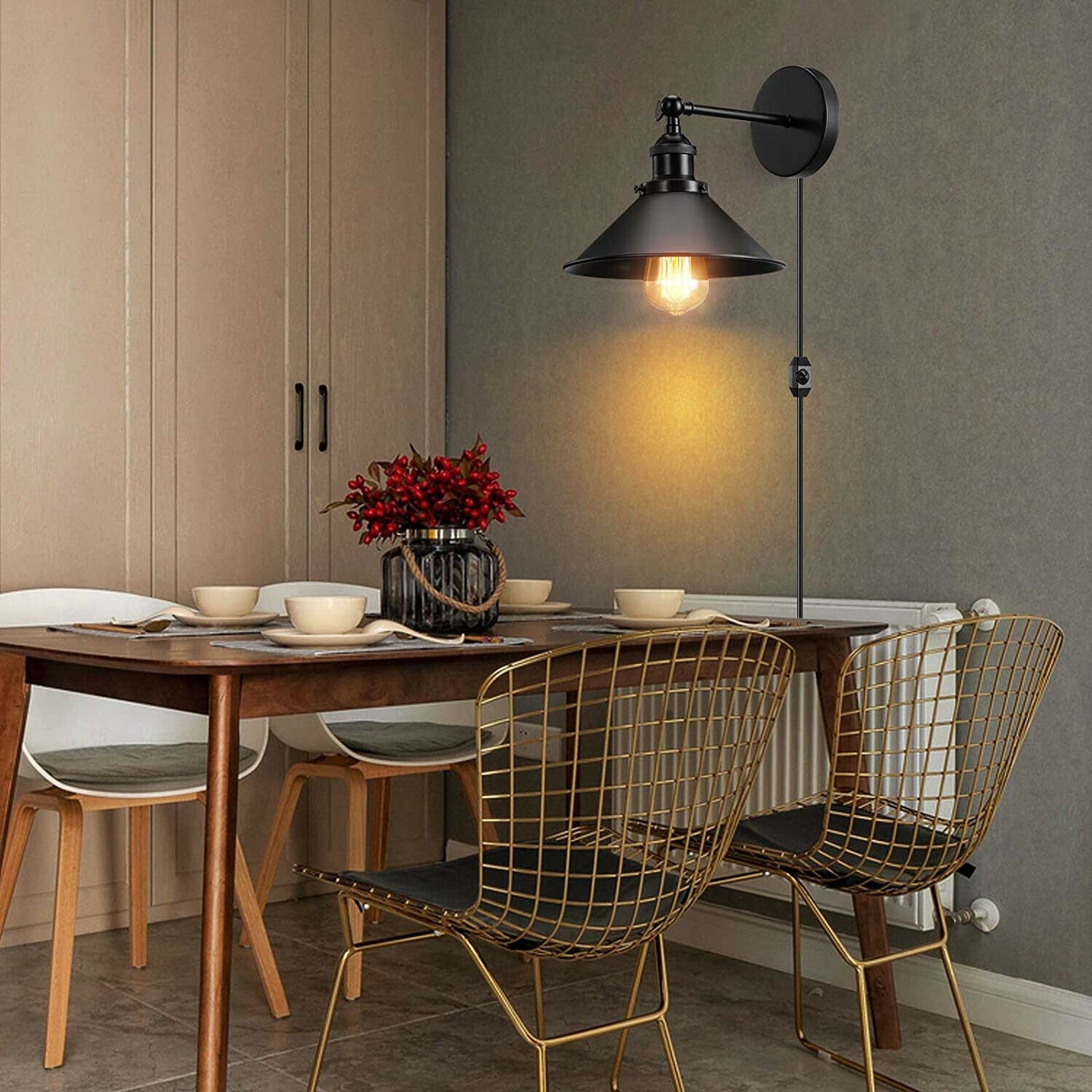 wall lights for bedroom plug-in