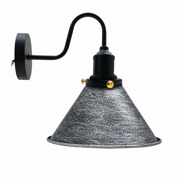 Wall Sconces Indoor E27 Swan Neck Vintage Industrial ~3388 – Brushed Silver / No