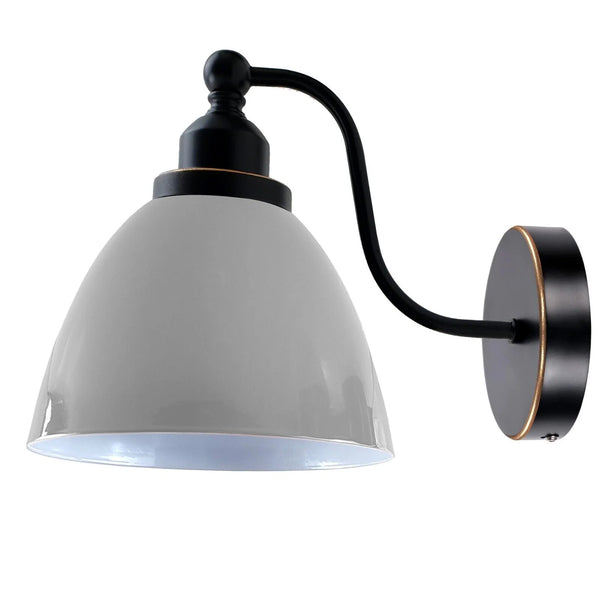 Swan Neck Wall Light Metal Shade Vintage Industrial E27 Fitting ~3918 – White / Yes