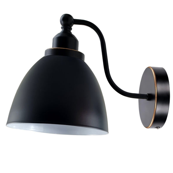 Swan Neck Wall Light Metal Shade Vintage Industrial E27 Fitting ~3918 – Black / Yes