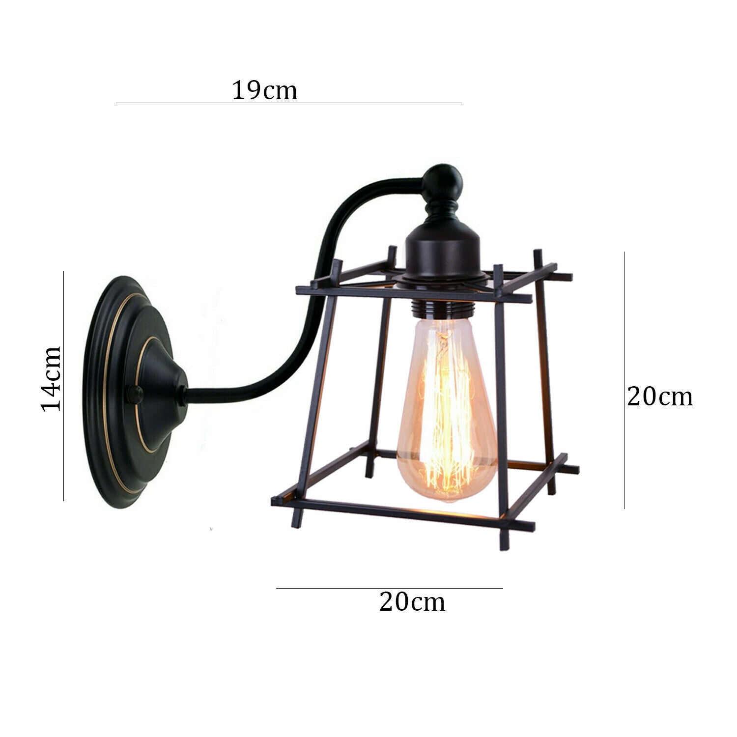 Industrial Wall Mounted Lights Black Sconce Wire Cage Lamps set~2164 - LEDSone UK Ltd