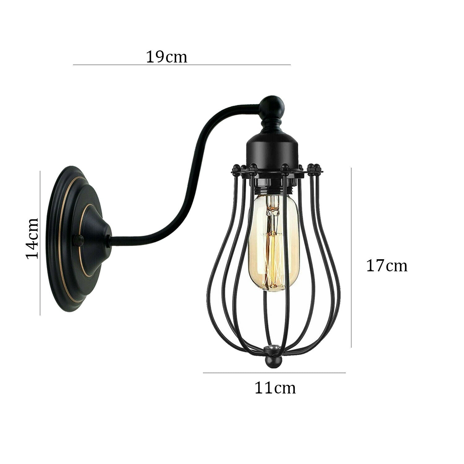 Industrial Wall Mounted Lights Black Sconce Wire Cage Lamps set~2164 - LEDSone UK Ltd