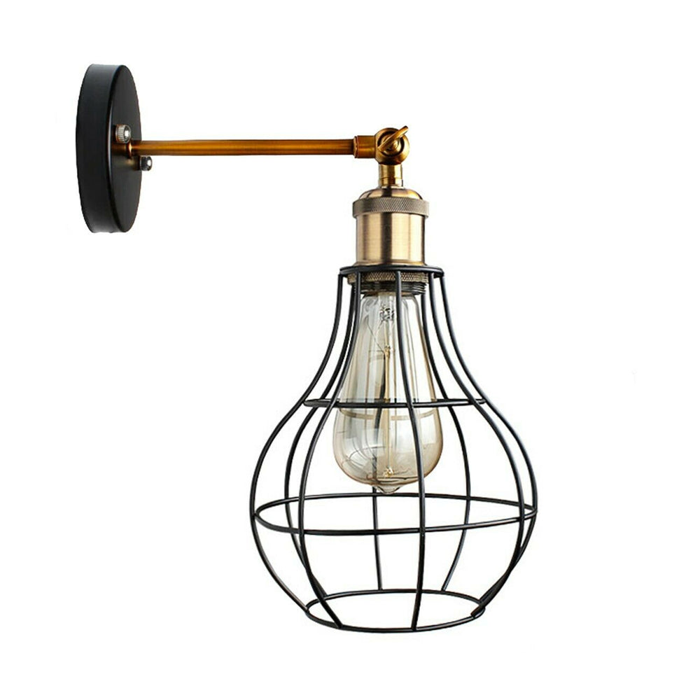 Vintage Industrial Wall Light with FREE Bulb Antique Retro Cage Adjastable Wall Sconce Lamp~2270 - LEDSone UK Ltd