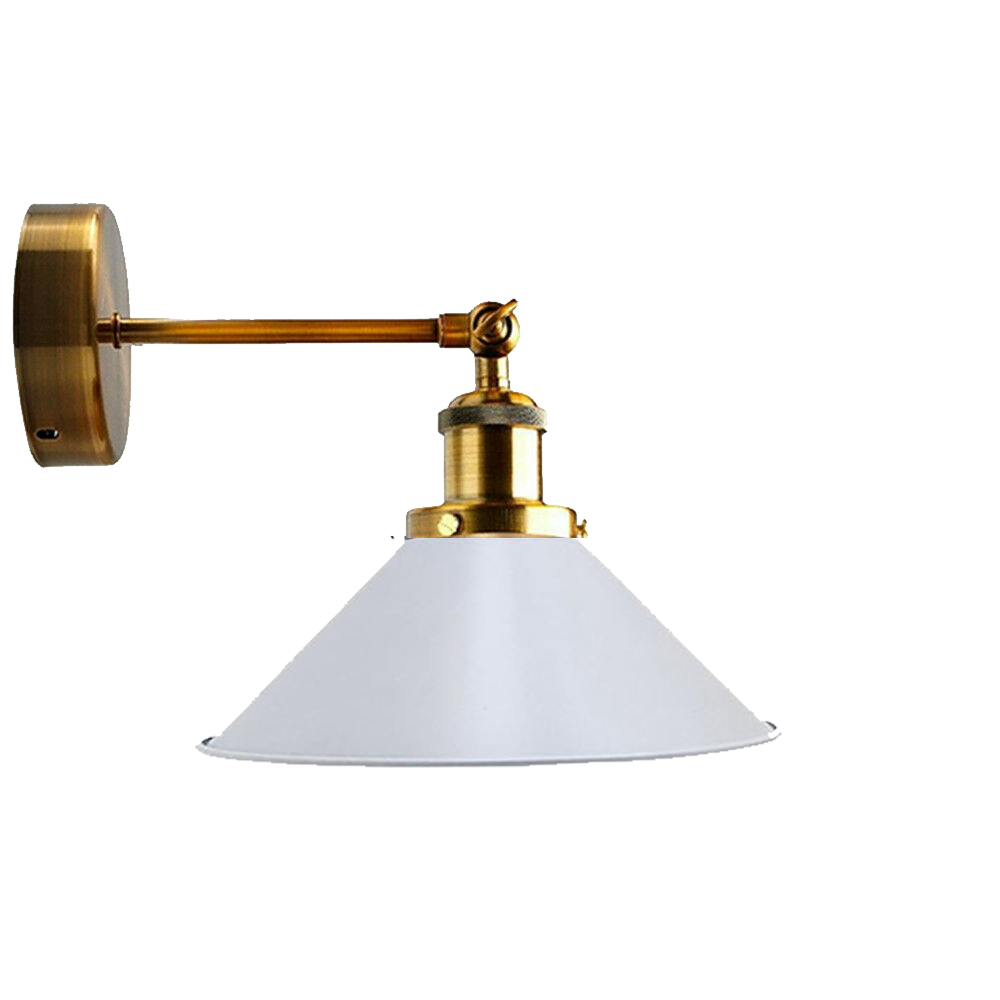 Wall Sconce With Yellow Brass with white Cone Shape Shade ~3512 - LEDSone UK Ltd