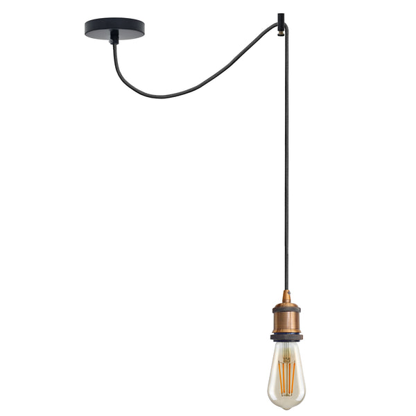 Spider Ceiling Pendant Light 2m Fabric 3Core Cable E27 ~4483 – Yellow Brass / Yes