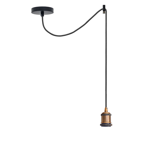 Spider Ceiling Pendant Light 2m Fabric 3Core Cable E27 ~4483 – Yellow Brass / No